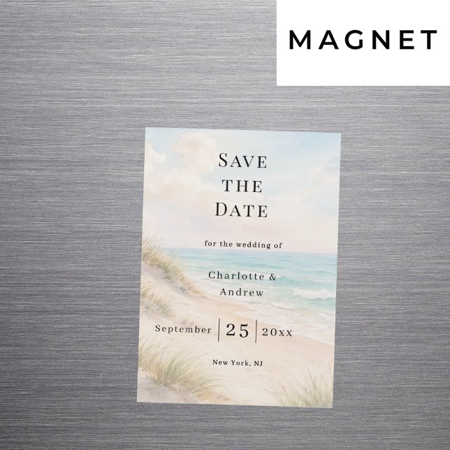 Invitación Magnética Beach coastal modern wedding Save the Date magnet (Subido por el creador)