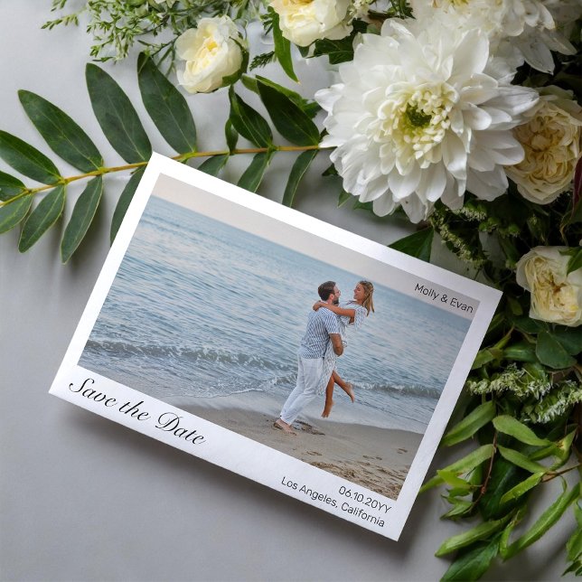 Invitación Magnética Beach Romance Border Photo Wedding Save the Date (Subido por el creador)