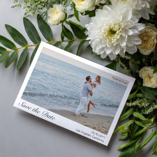 Invitación Magnética Beach Romance Border Photo Wedding Save the Date