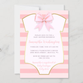 Invitación Magnética Bebé chiquito Rubor rosado y Baby Shower dorado
