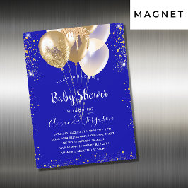 Invitación Magnética Bebé ducha globos de oro azul real