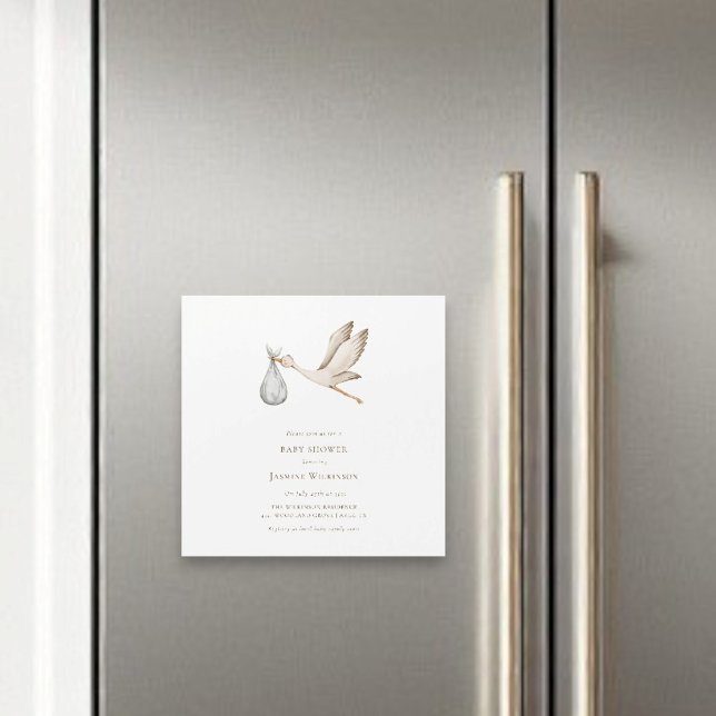 Invitación Magnética Bebé ducha mínima cueva acuarela (magnetic baby shower invitatio byt willow spring studio)