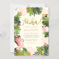 Beige | Aloha Hawaii Tropical Gold Birday Party