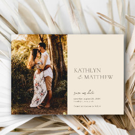 Invitación Magnética Beis Moderno Y Whimsical Script Boho Ahorra La Fec