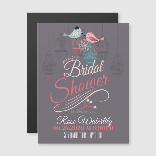 Invitación Magnética Birds Bridal Shower (Anverso/Reverso)