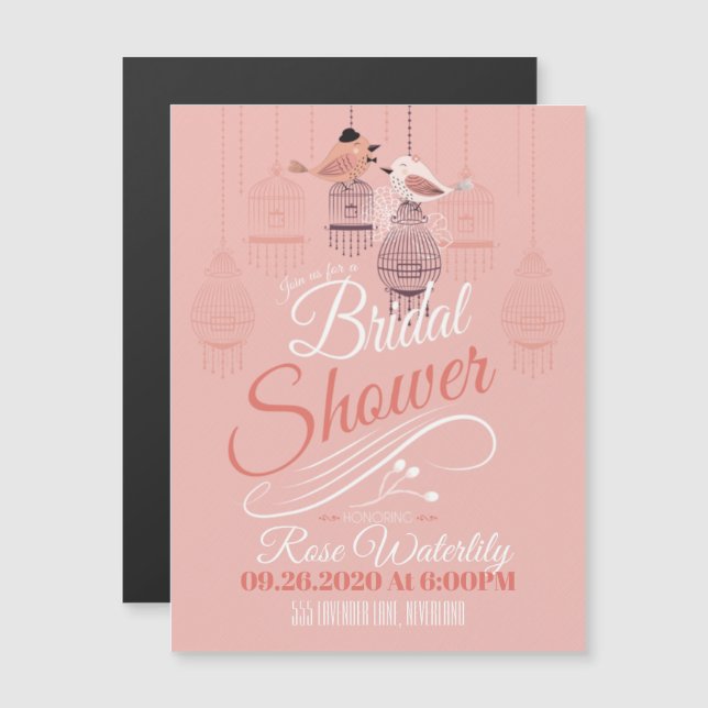 Invitación Magnética Birds Bridal Shower (Anverso/Reverso)