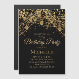 Invitación Magnética Black Gold String ilumina cualquier cumpleaños de 