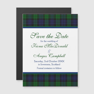 Invitación Magnética Black Watch Tartan Wedding Save the Date Magnet