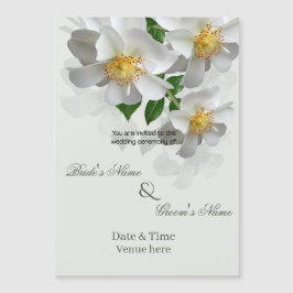 Invitación Magnética Blanco Floral Botánico Elegante de Boda Magnético