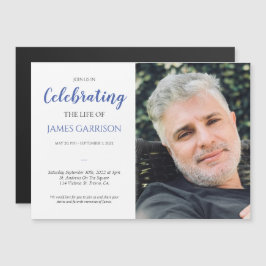 Invitación Magnética Blue Celebration of Life Funeral con foto