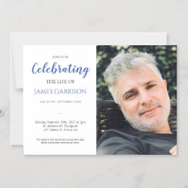 Invitación Magnética Blue Celebration of Life Funeral con foto