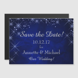 Invitación Magnética Blue Starry Night Save the Date Boda