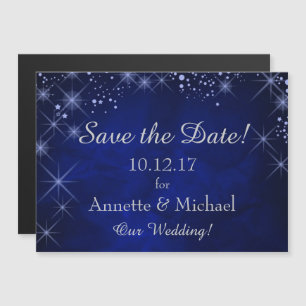 Invitación Magnética Blue Starry Night Save the Date Boda