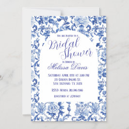 Invitación Magnética Blue & White Chinoiserie Bridal Shower Invitation