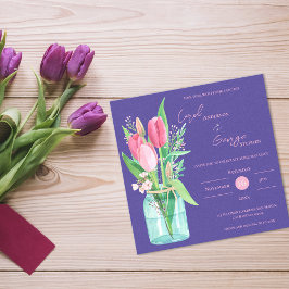 Invitación Magnética Blush & Purple Floral Mason Jar Wedding Invitation