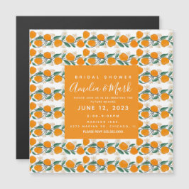 Invitación Magnética Boda abstracta botánica de naranja dibujada a mano