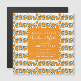 Invitación Magnética Boda abstracta botánica de naranja dibujada a mano