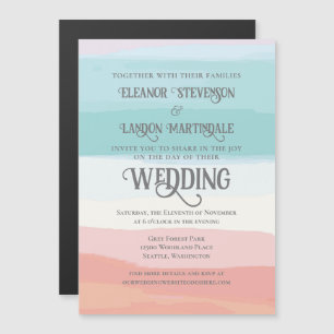Invitación Magnética Boda al aire libre de color de agua de color rosa
