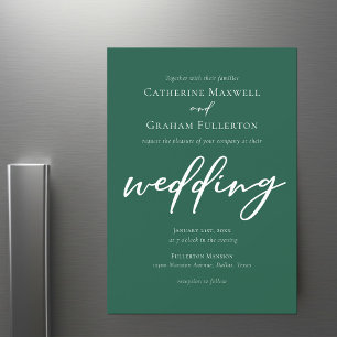 Invitación Magnética Boda Bosque Blanco Verde Esmeralda