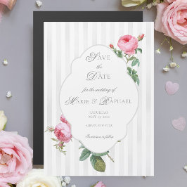 Invitación Magnética Boda botánica de rosa francesa, guárdala para la f