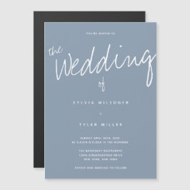 Invitación Magnética Boda Casual Modern Dusty Blue Typography