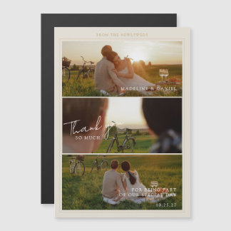 Invitación Magnética Boda Collage Fotográfico Romántico Atemporal con B