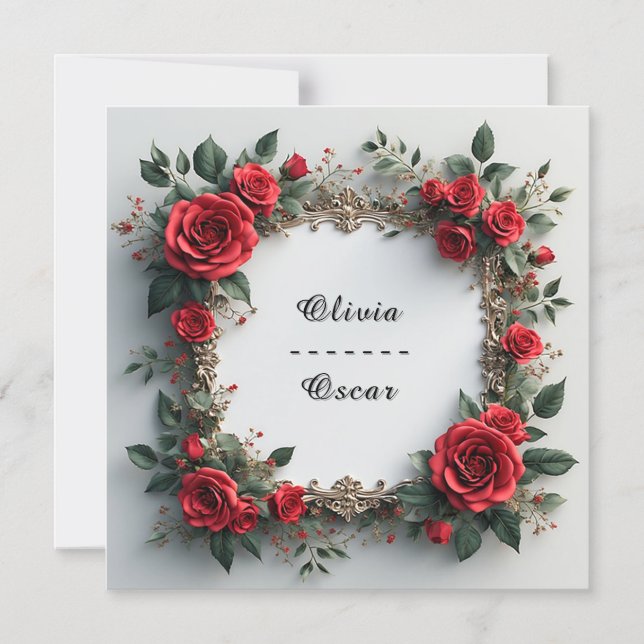 Invitación Magnética Boda colorido Floral Wreath (Anverso)
