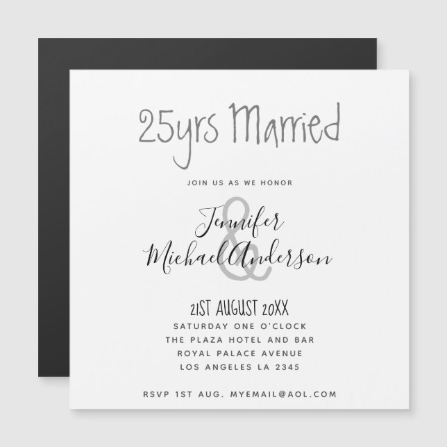 Invitación Magnética Boda contemporáneo ANIVERSARIO CUALQUIER manuscrit (Anverso/Reverso)