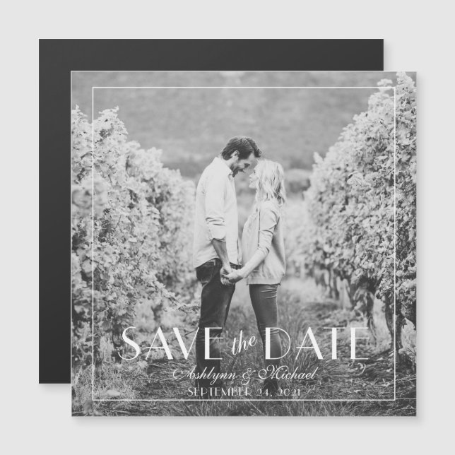 Invitación Magnética Boda cuadrado moderno y elegante (Anverso/Reverso)