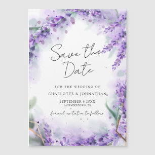 Invitación Magnética Boda de acuarela moderna de lavanda dura