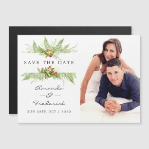 Invitación Magnética Boda de acuarela verde ahorrar la fecha