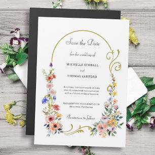 Invitación Magnética Boda de Arco de Flores Silvestres Salva la Fecha