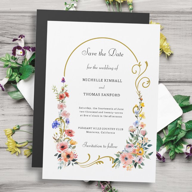 Invitación Magnética Boda de Arco de Flores Silvestres Salva la Fecha (Subido por el creador)