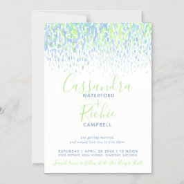 Invitación Magnética Boda de arte azul en cascada