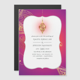 Invitación Magnética Boda de Bollywood árabe con papel de aluminio dora