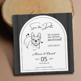 Invitación Magnética Boda de Bulldog francés de madera rústica salva la