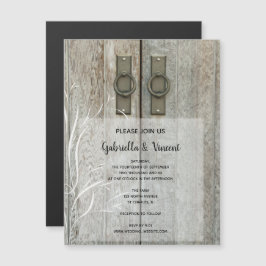 Invitación Magnética Boda de campo doble puerta de granero