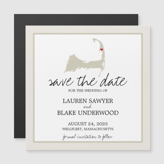 Invitación Magnética Boda de Cape Cod de Wellflos Save the Date (Anverso/Reverso)