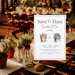 Invitación Magnética Boda de cerveza y barbacoa, guárdala la fecha