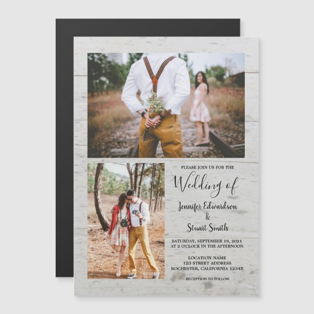 Invitación Magnética Boda de collage de fotografías de granos de campo  (Anverso/Reverso)