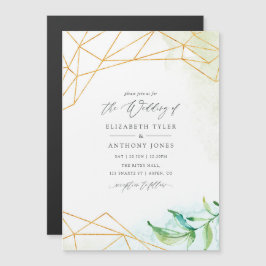 Invitación Magnética Boda de cristal geométrico de color de agua