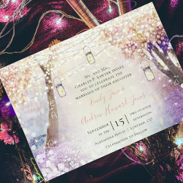 Invitación Magnética Boda de cuento de hadas azul púrpura y verde paste