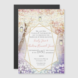 Invitación Magnética Boda de cuento de hadas de Rubor púrpura pastel