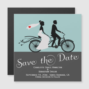 Invitación Magnética Boda De Cute Tandem Bike Bride Y Groom