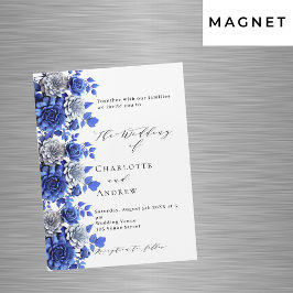 Invitación Magnética Boda de  de guiones de florines azules