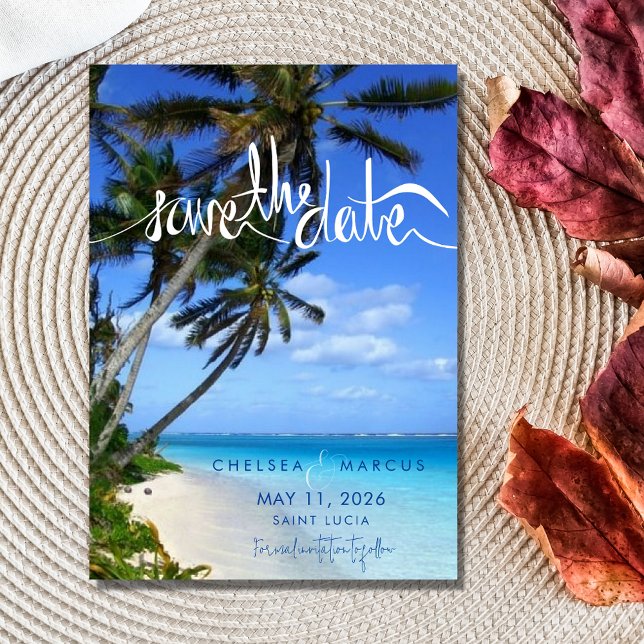Invitación Magnética Boda de destino de playa tropical Guardar la fecha (Subido por el creador)