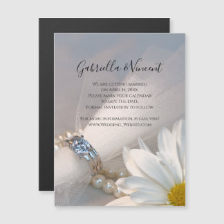 Invitación Magnética Boda de elegancia de margarita blanca salva la fec
