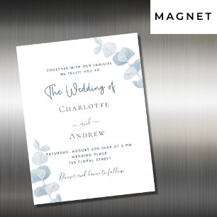 Invitación Magnética Boda de eucalipto azul polvoriento blanco