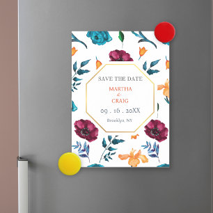 Invitación Magnética Boda de flores de fiesta mexicana acuarela Save th
