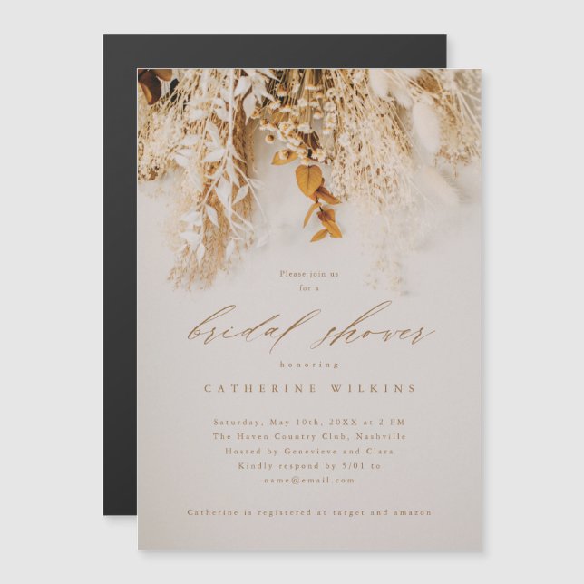 Invitación Magnética Boda de flores de otoño boho ducha nupcial (Anverso/Reverso)